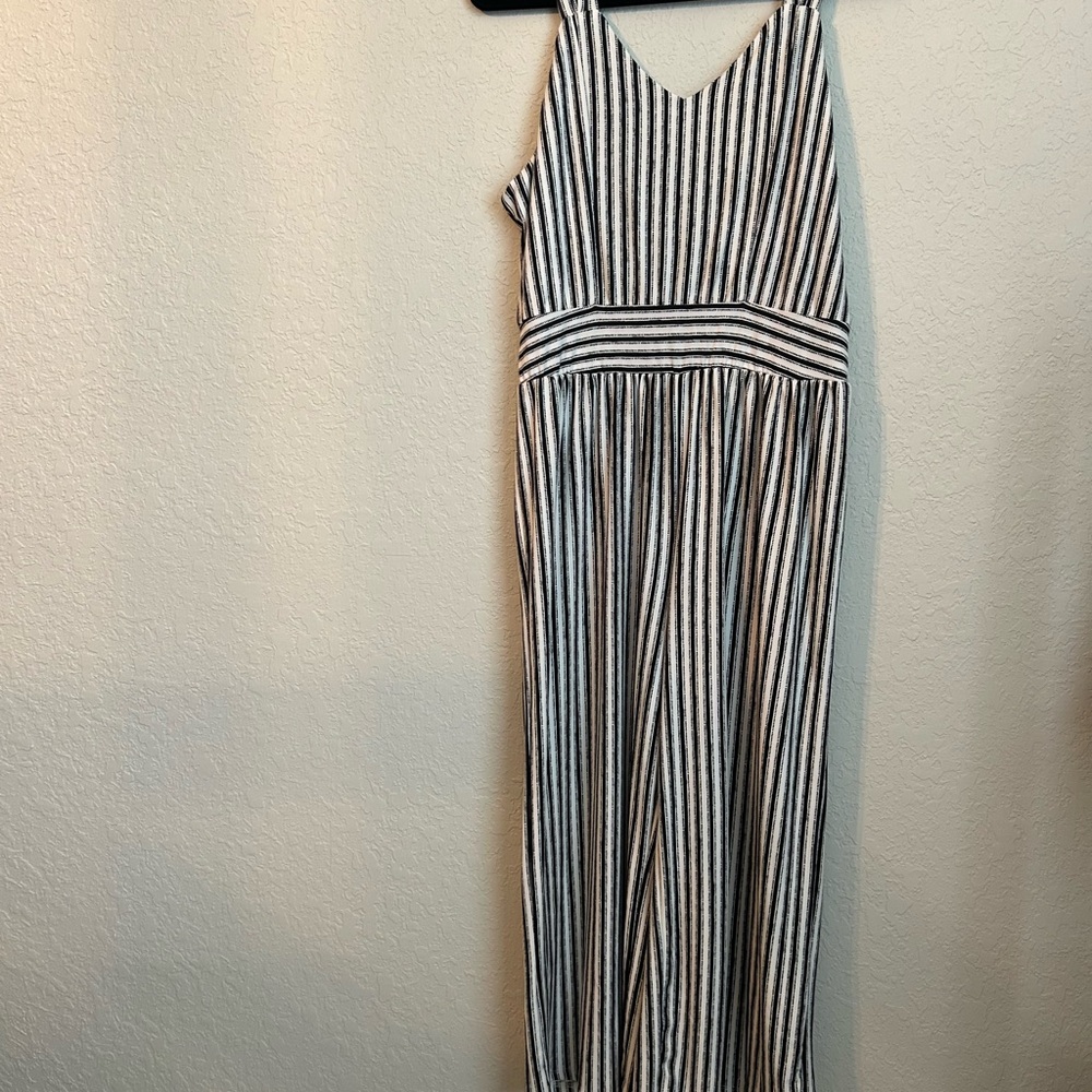 Emily Daniels Black and White Striped Women's Jumpsuit